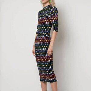 Alice + Olivia Multicolor Geometric Midi Dress